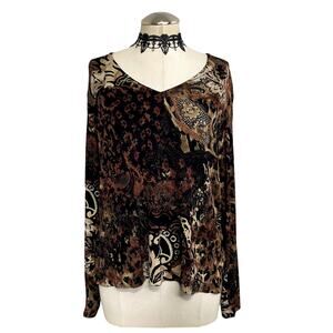 Vintage Y2K 90's Paisley Pattered Grunge Whimsigoth Boho Women's Long Sleeve Top